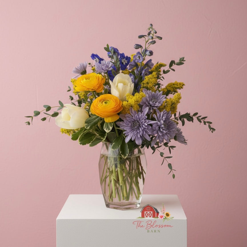 Blue and Yellow Garden Arrangement