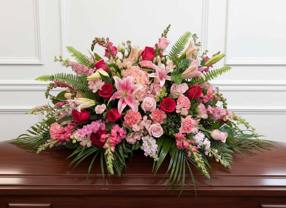 Pink Serenity Casket Spray