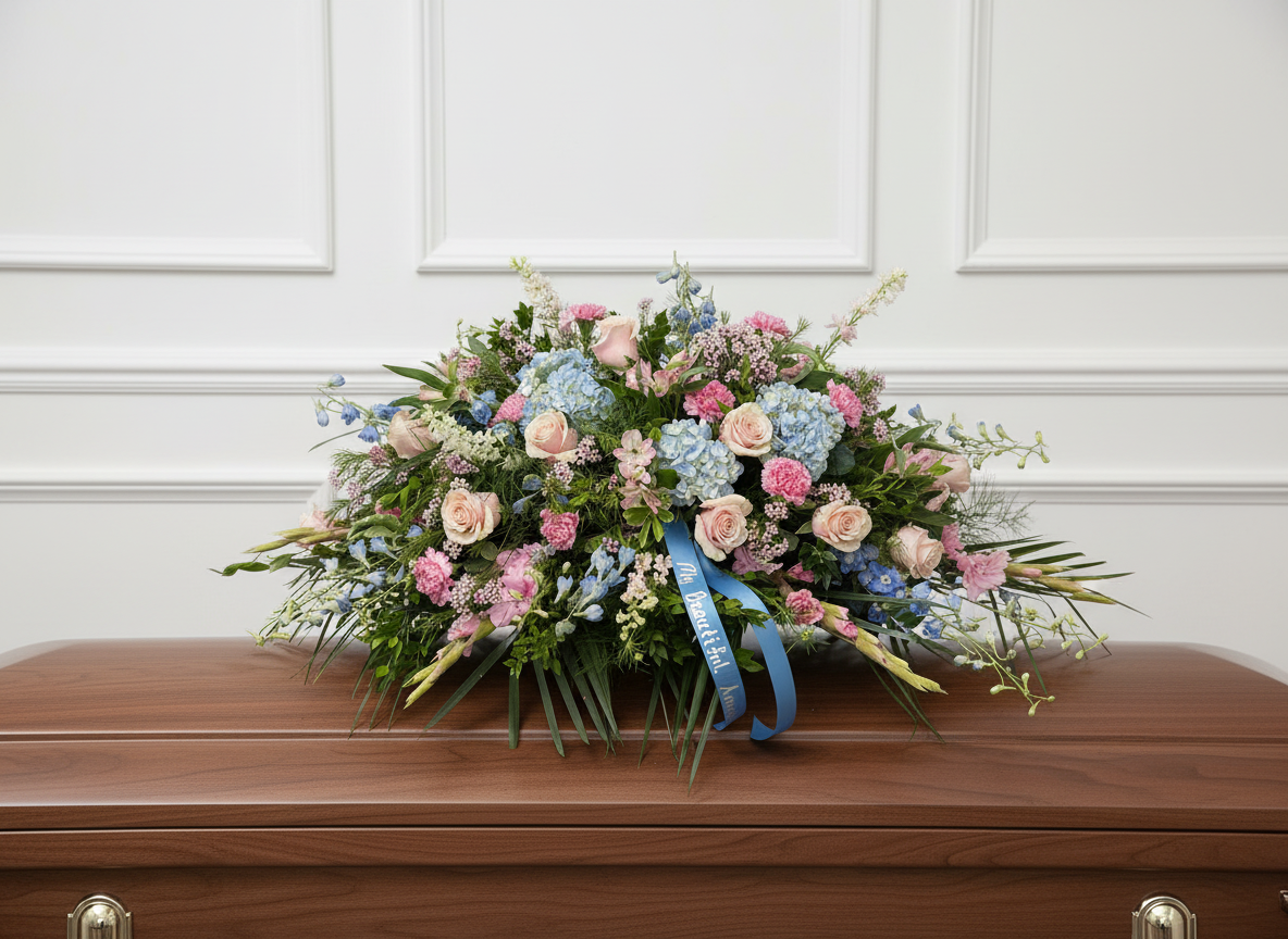 Pink & Blue Casket Spray