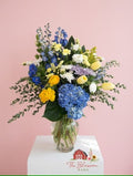 Blue and Yellow Garden Arrangement