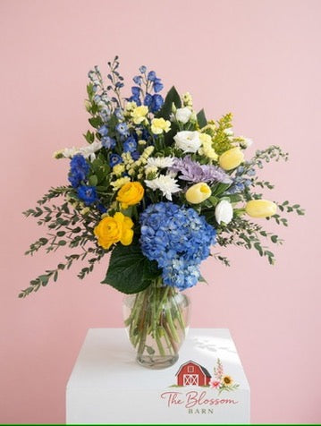 Blue and Yellow Garden Arrangement